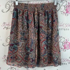 DREW skirt paisley pattern floral swirls red blue Multicolor Paisley A-Line